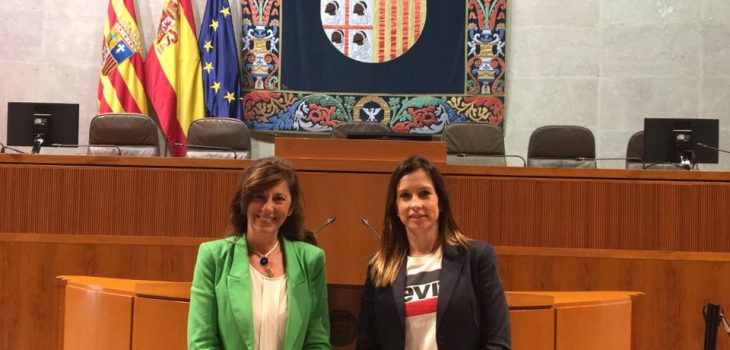Lucía del Prado con el Coordinador Parental en las Cortes de Aragón